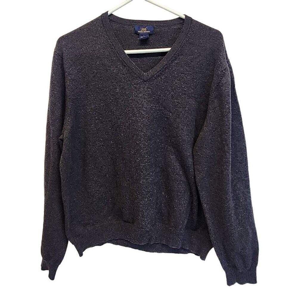 Brooks Brothers Wool Blend Men's Grey V Neck Sweater Size L H19